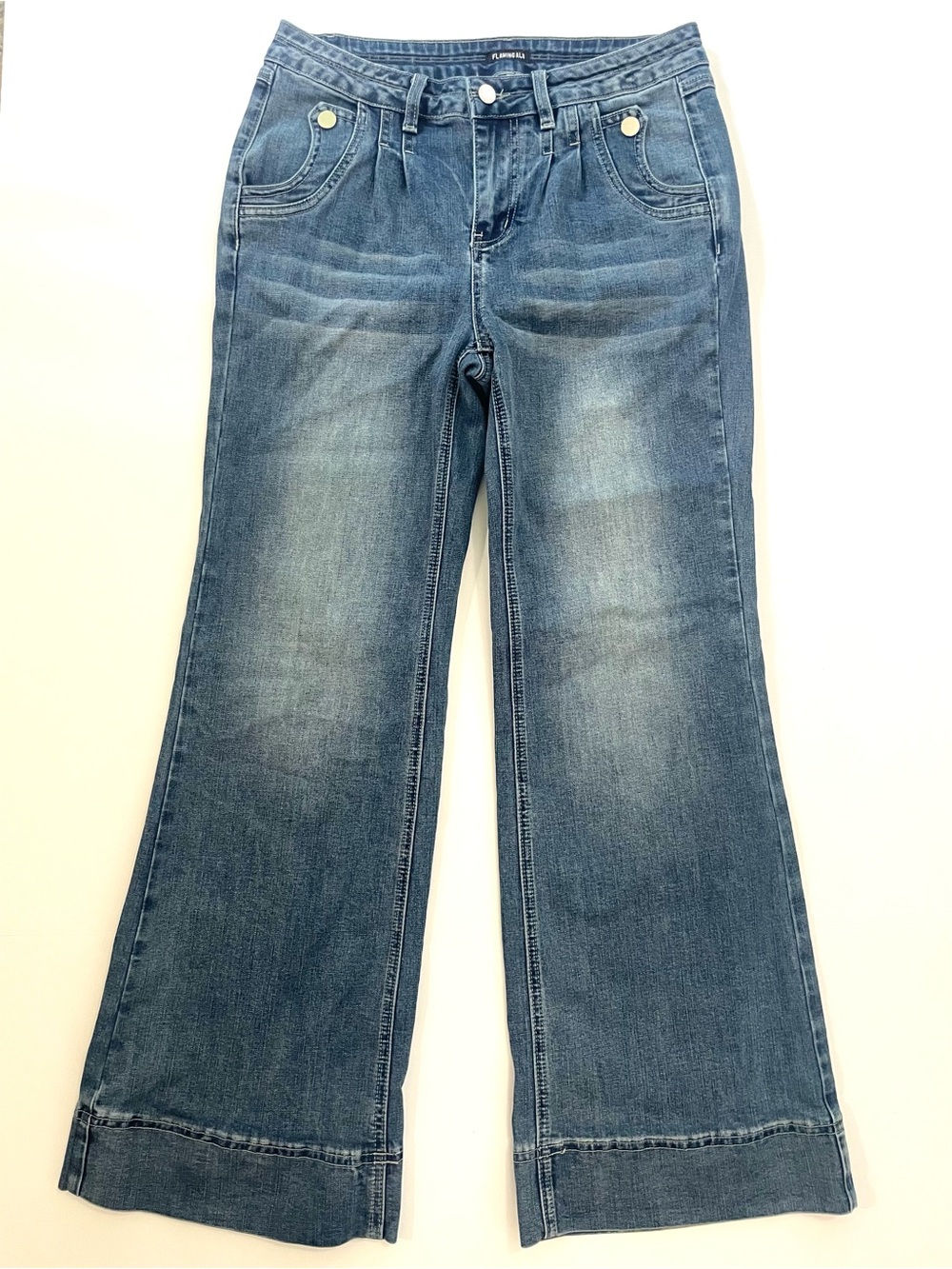 Flamingals Medium Wash Flare Leg Jeans Wide Leg High Rise - Size M 6/8
